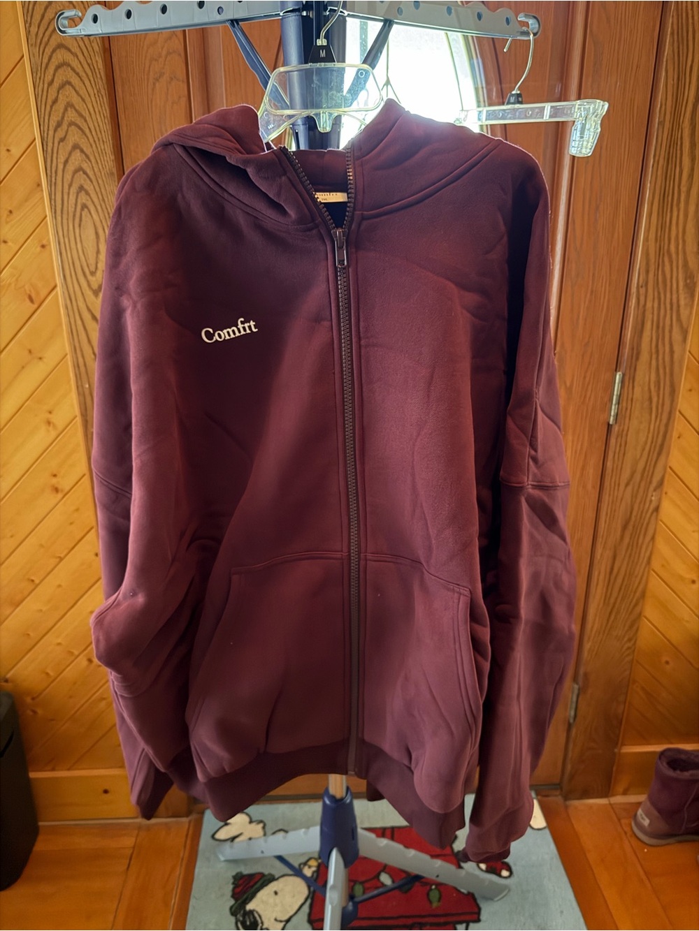 Comfrt Maroon Zip-Up Hoodie